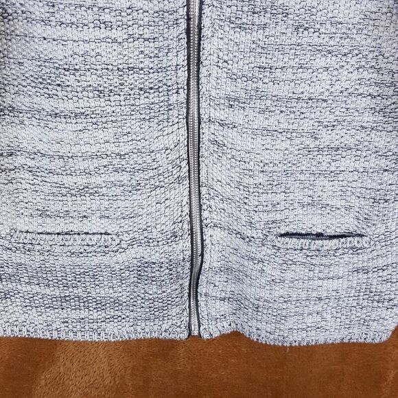 TALBOTS Womens Jacket Petite P Gray Marled Sweater Knit Zip Up Front Pockets - Picture 2 of 8